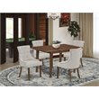 Pemberly Row 5-Piece Mahogany Wood Dining Set with Doeskin Upholstery