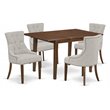 Pemberly Row 5-Piece Mahogany Wood Dining Set with Doeskin Upholstery