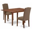 Pemberly Row 3-Piece Wood Dining Set in Mahogany with Dark Coffee Seats