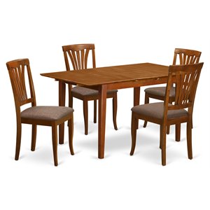 Pemberly Row 5-Piece Wood Dining Set with Saddle Brown Finish