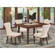 Pemberly Row 5-Piece Wood Dining Set with Mahogany and Beige Finish
