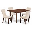 Pemberly Row 5-Piece Wood Dining Set with Mahogany and Beige Finish