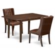 Pemberly Row 3-Piece Wood Dining Set with Faux Leather in Mahogany/Brown