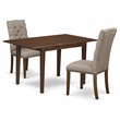 Pemberly Row 3-Piece Round Butterfly Leaf Wood Dining Set in Mahogany/Khaki
