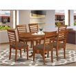 Pemberly Row 7-Piece Wood Dining Set with Cushion Seats in Saddle Brown