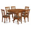 Pemberly Row 7-Piece Wood Dining Set with Cushion Seats in Saddle Brown