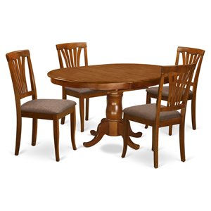 Pemberly Row 5-Piece Dining Set with Wood and Saddle Brown Finish