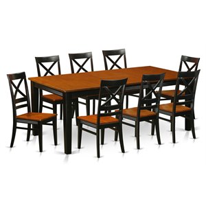 Pemberly Row 9-Piece Wood Dining Table Set in Black and Cherry Finish