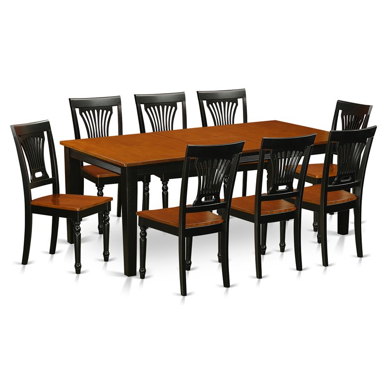 Pemberly Row 9-Piece Wood Kitchen Table Set with Black/Cherry Finish
