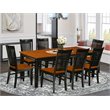Pemberly Row 9-Piece Dining Set with Self-Storing Leaf in Black and Cherry
