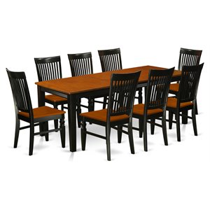 Pemberly Row 9-Piece Dining Set with Self-Storing Leaf in Black and Cherry