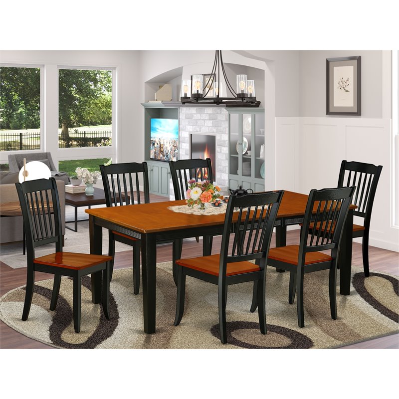 Pemberly Row 7-Piece Wood Dining Set with Solid Chairs and Black/Cherry