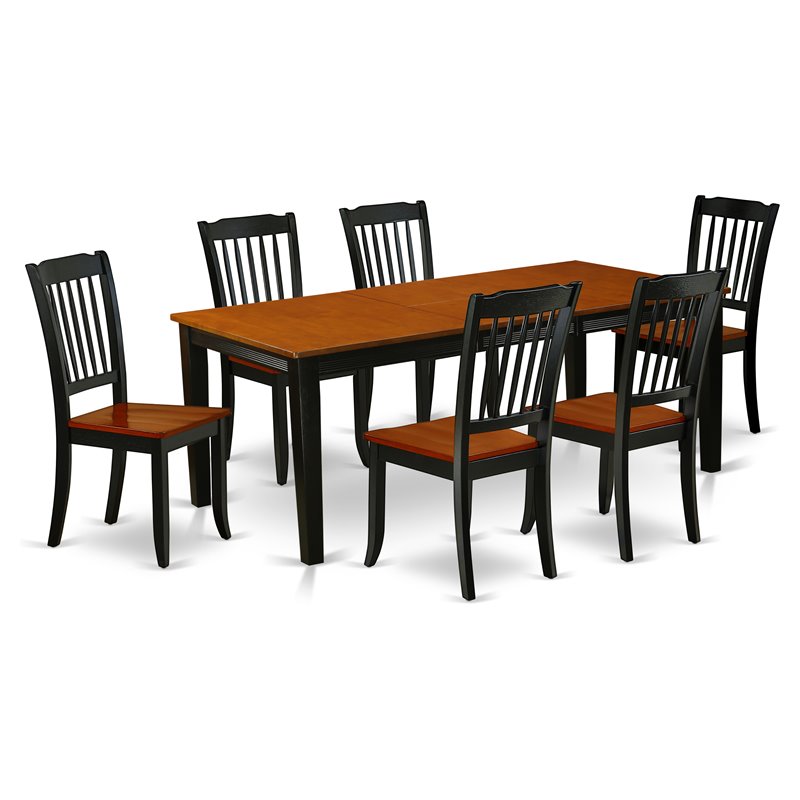 Pemberly Row 7-Piece Wood Dining Set with Solid Chairs and Black/Cherry