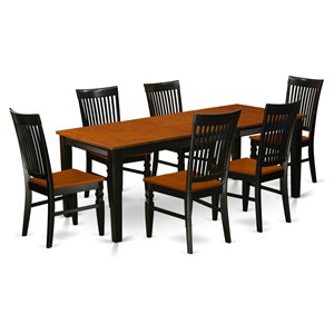 Pemberly Row 7-Piece Oval Dining Set with Built-In Leaf in Black/Cherry