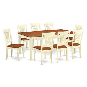 Pemberly Row 9-Piece Wood Dining Room Set in Buttermilk/Cherry Finish