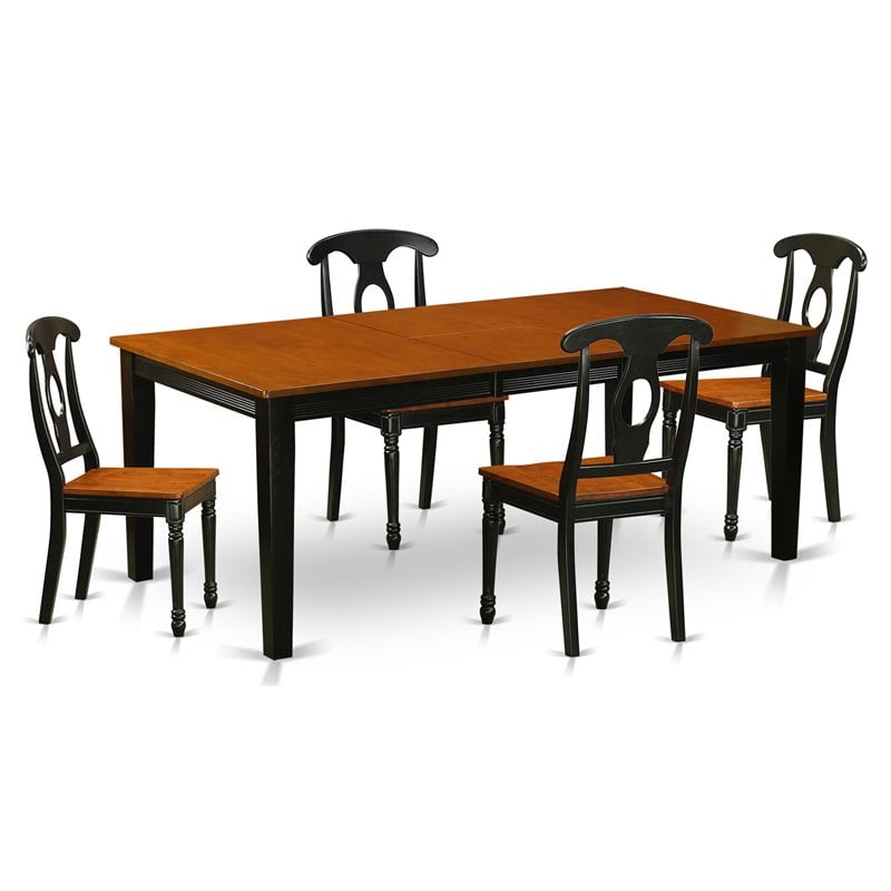 Pemberly Row 5-Piece Wood Dining Set in Black and Cherry Finish