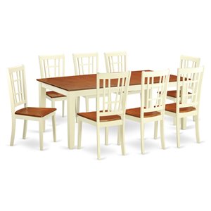 Pemberly Row 9-Piece Wood Dining Set with Buttermilk and Cherry Finish