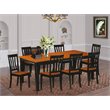 Pemberly Row 9-Piece Dining Set with Wood Seat in Black and Cherry