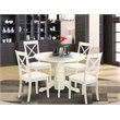 Pemberly Row 5-Piece Wood Dining Set with Faux Leather Seats in Linen White