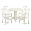 Pemberly Row 5-Piece Wood Dining Set with Faux Leather Seats in Linen White