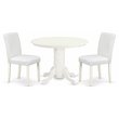 Pemberly Row 3-Piece Dining Set with Round Table and Leather Seats