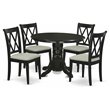 Pemberly Row 5-Piece Wood Dining Set with Fabric Seats in Black