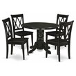 Pemberly Row 5-Piece Wood Dining Set with Wooden Seats in Black