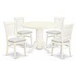 Pemberly Row 5-Piece Wood Dining Set with Linen Fabric Seats in White
