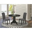 Pemberly Row 3-Piece Wood Dining Set with Dark Gotham Gray Chairs in Black