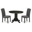 Pemberly Row 3-Piece Wood Dining Set with Dark Gotham Gray Chairs in Black