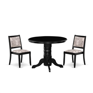 Pemberly Row 3-Piece Rubberwood Dining Set in Black with Faux Leather Seats