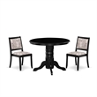 Pemberly Row 3-Piece Rubberwood Dining Set in Black with Faux Leather Seats