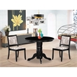 Pemberly Row 3-Piece Rubberwood Dining Set in Black with Faux Leather Seats