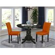 Pemberly Row 3-Piece Dining Set with PU Leather in Black and Baked Bean