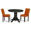 Pemberly Row 3-Piece Dining Set with PU Leather in Black and Baked Bean