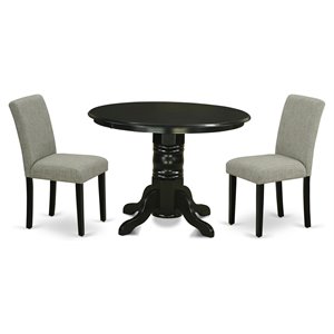 Pemberly Row 3-Piece Wood Dining Set in Black with Shitake Chairs