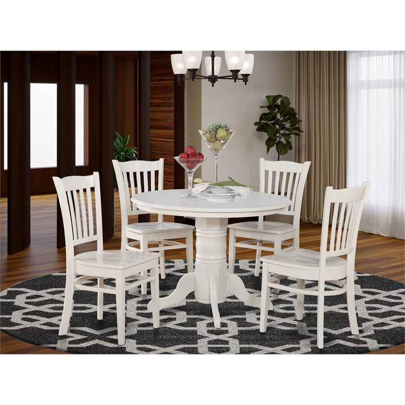 Pemberly Row 5-Piece Round Wood Kitchen Set with Linen White Finish