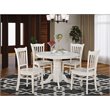 Pemberly Row 5-Piece Round Wood Kitchen Set with Linen White Finish