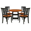 Pemberly Row 5-Piece Wood Dining Set with Chairs in Black and Cherry