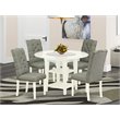 Pemberly Row 5-Piece Wood Dining Set in Linen White and Smoke Upholstery