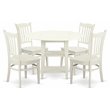 Pemberly Row 5-Piece Wood Dining Set with Solid Wood Seat in Linen White