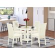 Pemberly Row 5-Piece Wood Dining Set with Cushion Seats in Linen White