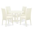 Pemberly Row 5-Piece Wood Dining Set with Cushion Seats in Linen White