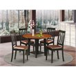 Pemberly Row 5-Piece Dining Set with Faux Leather Seats in Black & Cherry