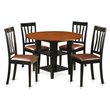 Pemberly Row 5-Piece Dining Set with Faux Leather Seats in Black & Cherry