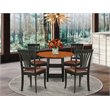 Pemberly Row 5-Piece Wood Dining Set With Faux Leather Chairs in Black