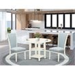 Pemberly Row 3-Piece Wood Drop Leaf Dining Set in Linen White/Baby Blue