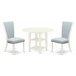 Pemberly Row 3-Piece Wood Drop Leaf Dining Set in Linen White/Baby Blue