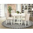 Pemberly Row 5-Piece Wood Dining Set with Fabric Seat in Linen White