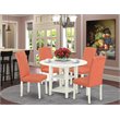 Pemberly Row 5-Piece Wood Dining Set in Linen White and Pink Flamingo